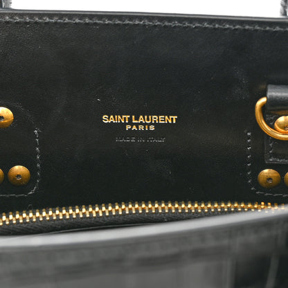 Saint Laurent Calfskin Crocodile Embossed Baby Sac De Jour Black 6 of 10