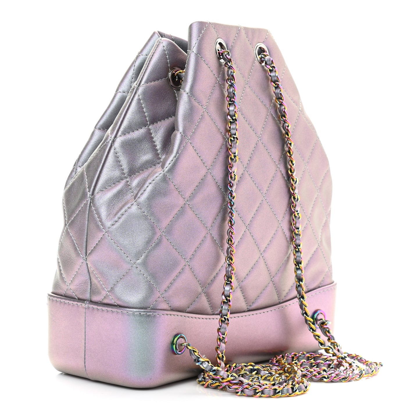 Iridescent Lambskin Calfskin Small Quilted Gabrielle Backpack Light Purple