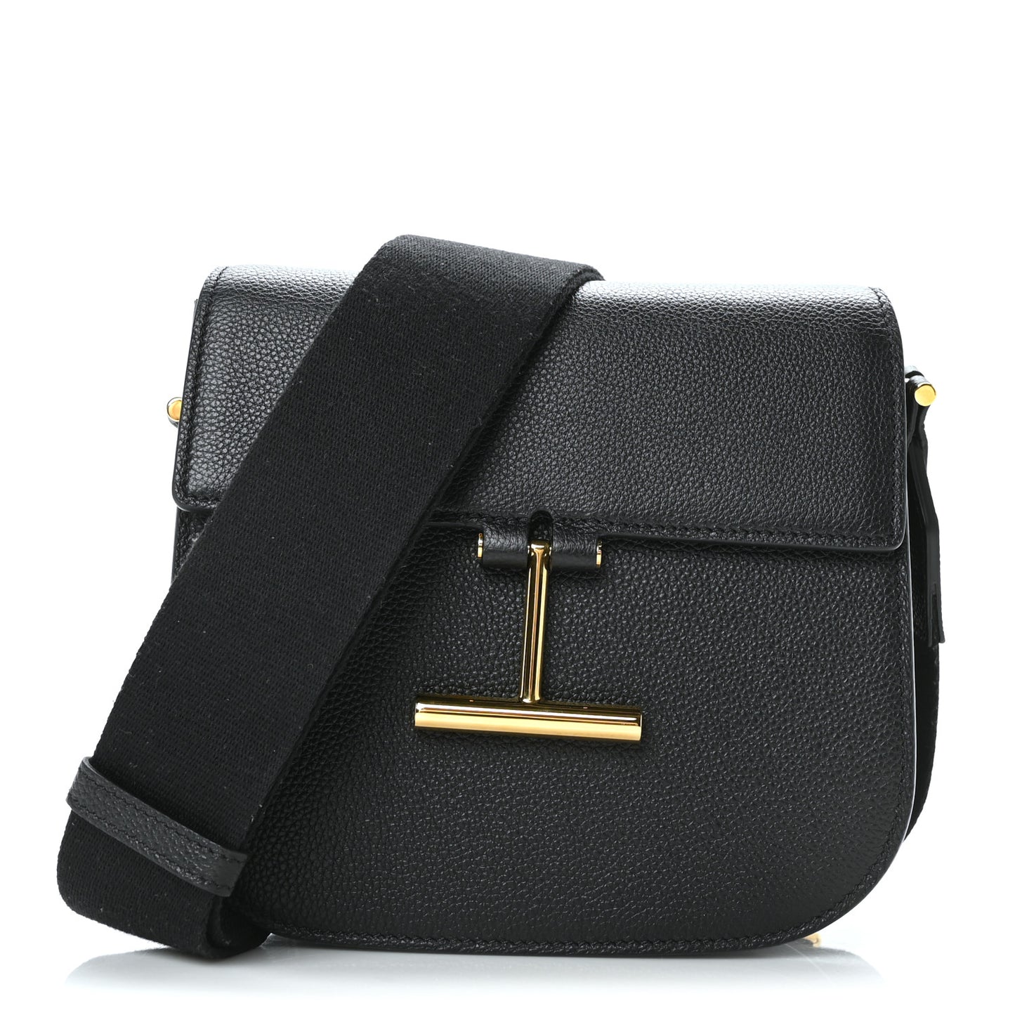 Calfskin Small T Clasp Tara Crossbody Bag Black