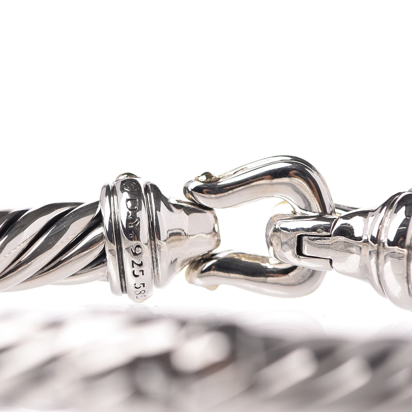 Sterling Silver 14K Yellow Gold 8.5mm Cable Buckle Bracelet