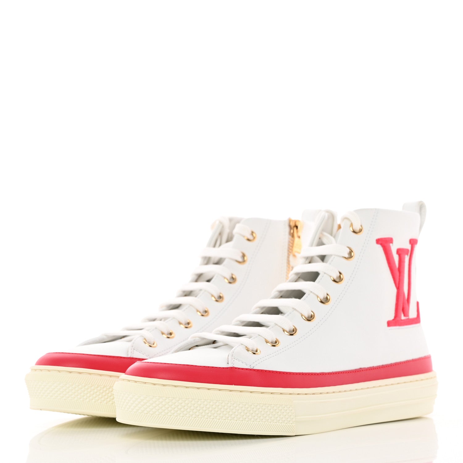 Louis Vuitton Calfskin LV Stellar Sneaker Boots 37 White Framboise 3 of 17
