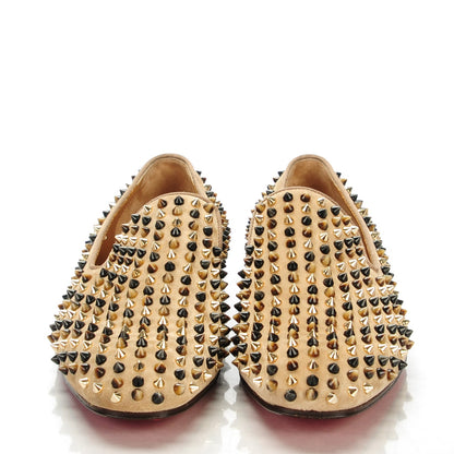 Christian Louboutin Mens Veau Velours Dandelion Spikes Flat Loafers 43.5 Grey Pop Corn 2 of 8