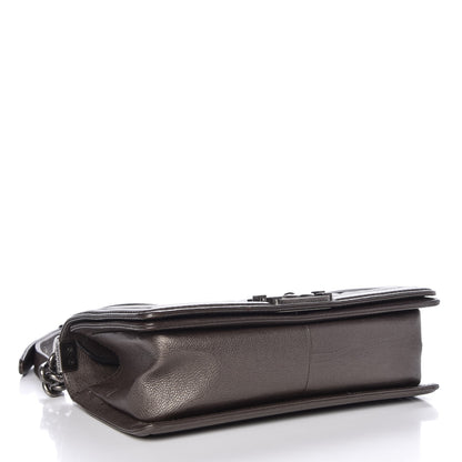 Chanel Metallic Calfskin Quilted Medium Boy Flap Dark Silver 4 of 8