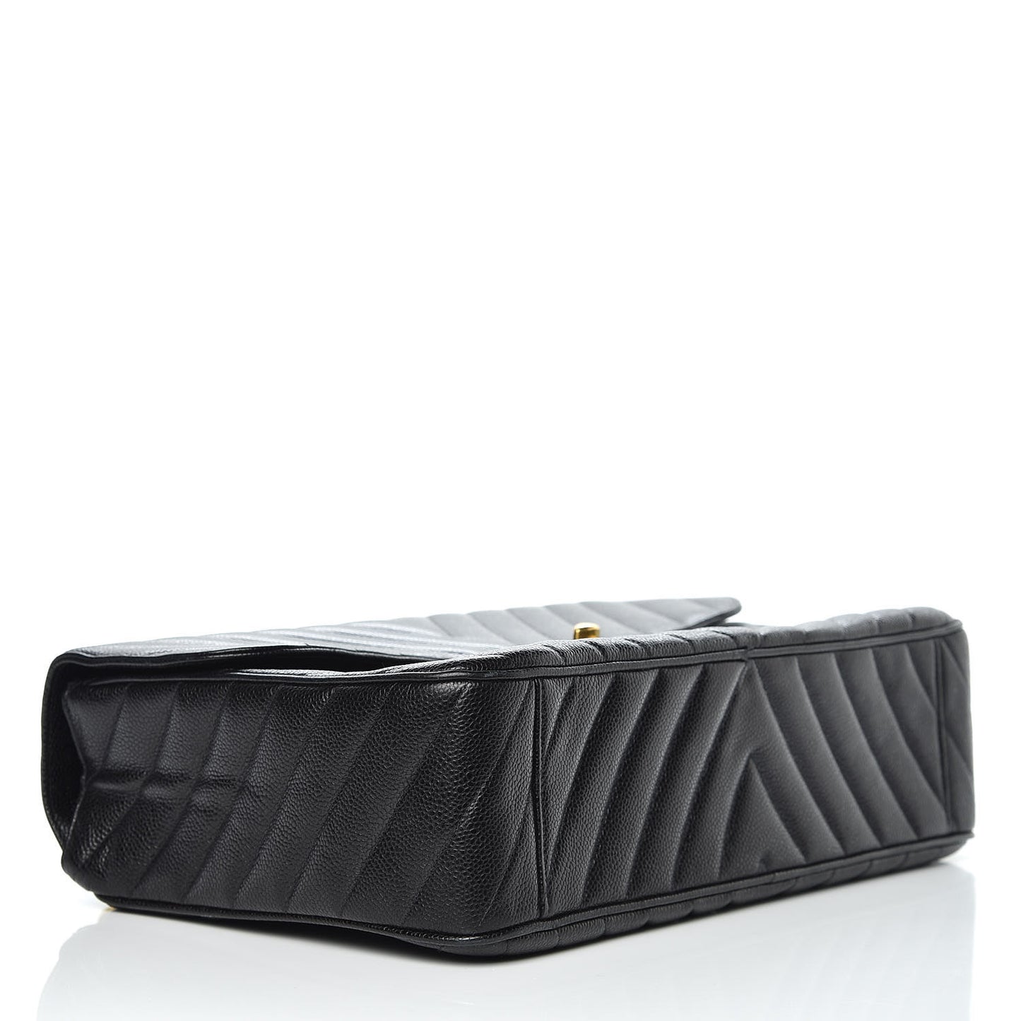 Caviar Chevron Quilted Maxi Single Flap Black