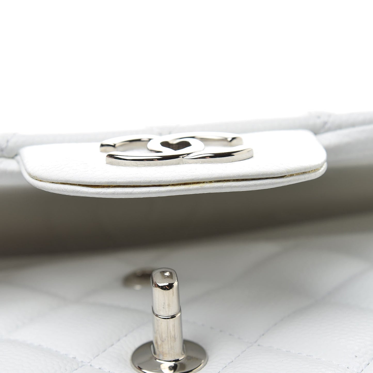 Caviar Quilted Jumbo Double Flap White