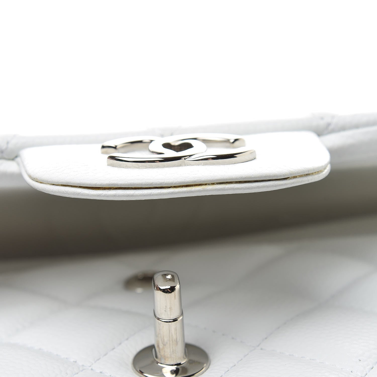 Chanel Caviar Quilted Jumbo Double Flap White 13 of 13