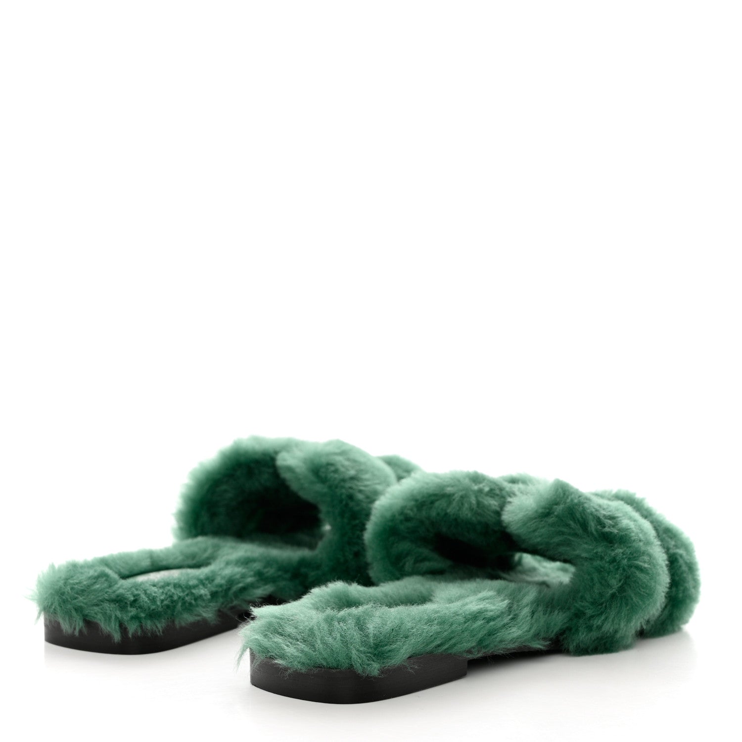 Hermes Woolskin Oran Sandals 36 Vert Anglais 4 of 7