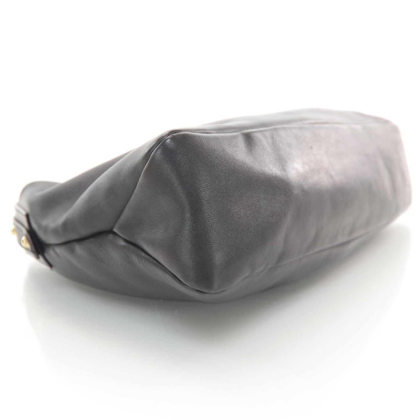 Leather Medium Horsebit Chain Hobo Black