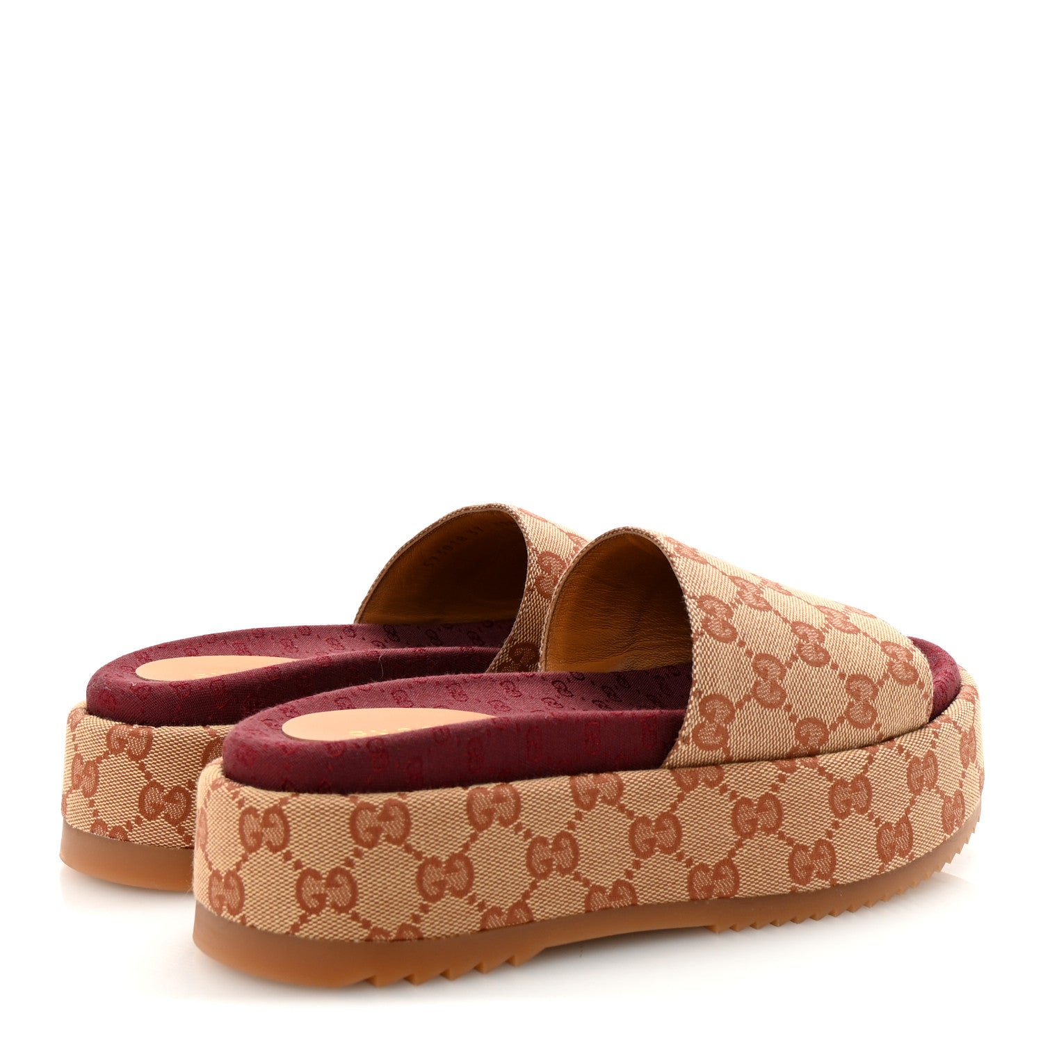 Gucci Canvas GG Monogram Angelina Platform Slide Sandals 37 Beige Ruggine 5 of 10