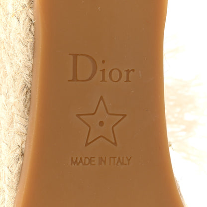 Christian Dior Canvas Embroidered Granville Ankle Tie Espadrille Wedges 38 Cream 6 of 11