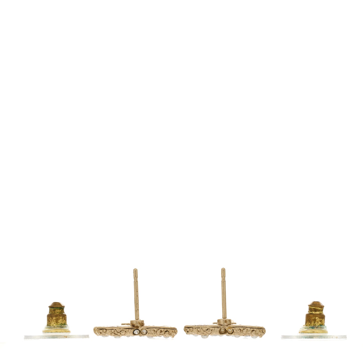 Pearl Crystal CC Earrings Gold