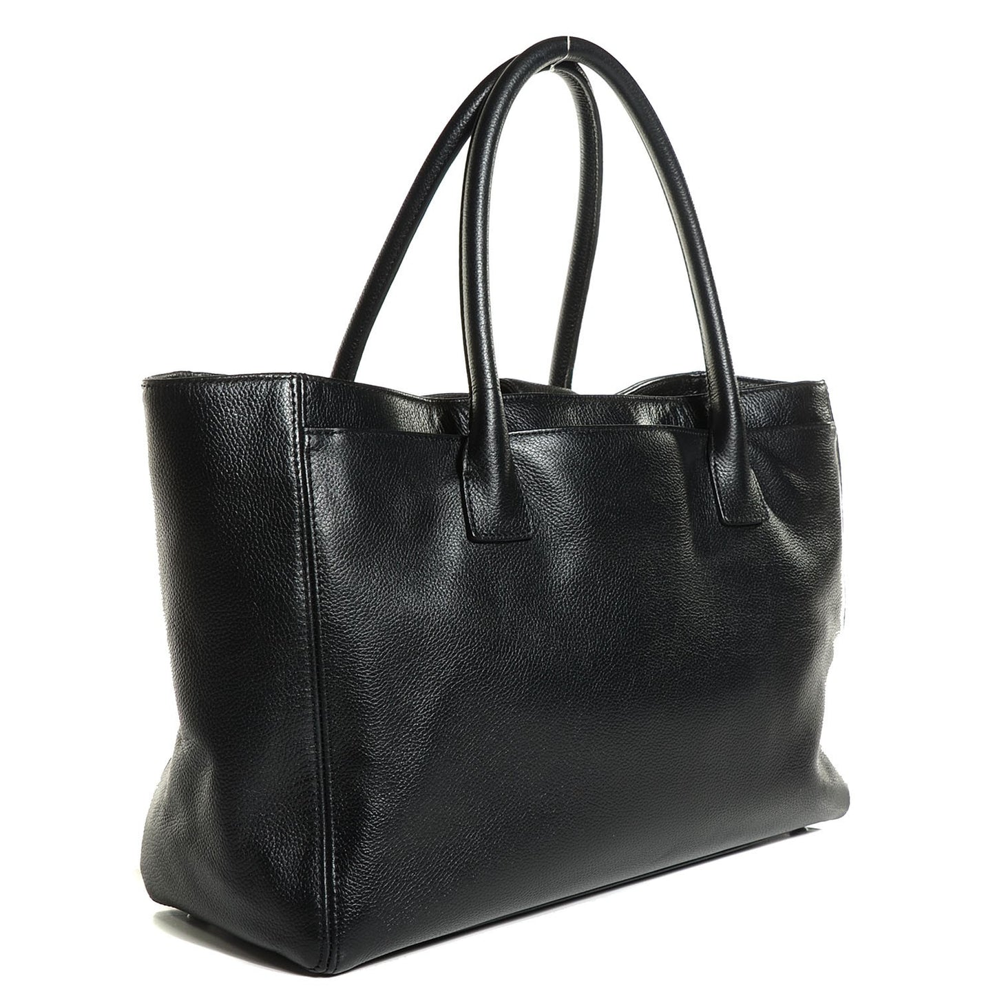 Calfskin Cerf Executive Shopper Tote Black