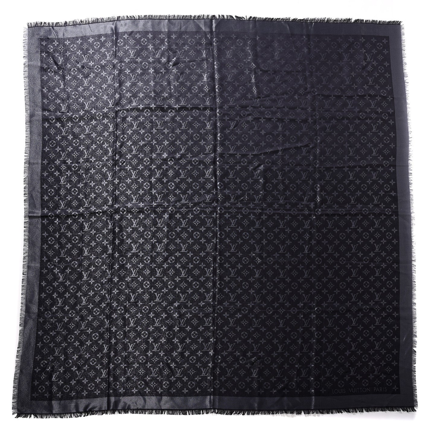 Silk Lurex Wool So Shine Monogram Shawl Black