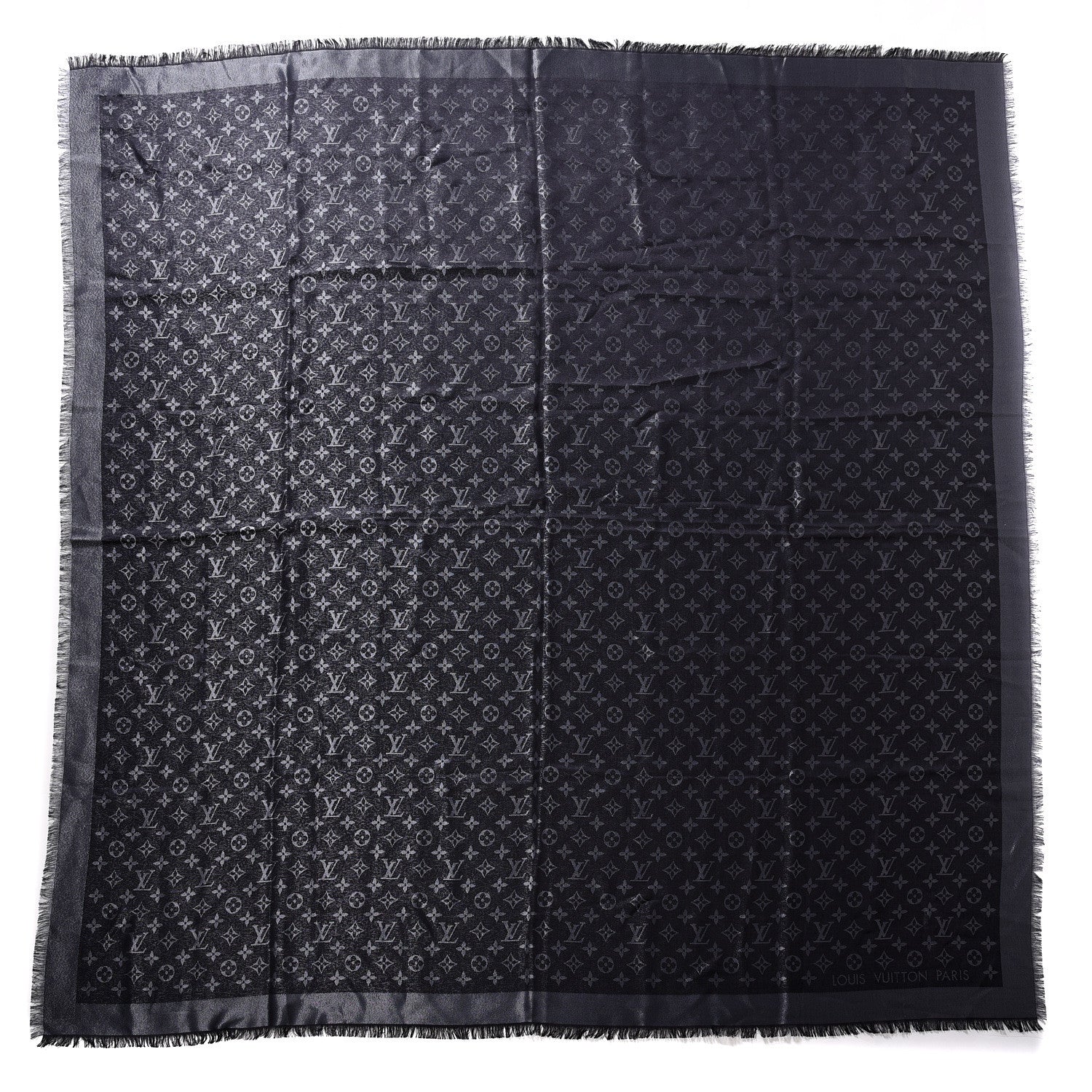 Louis Vuitton Silk Lurex Wool So Shine Monogram Shawl Black 1 of 4
