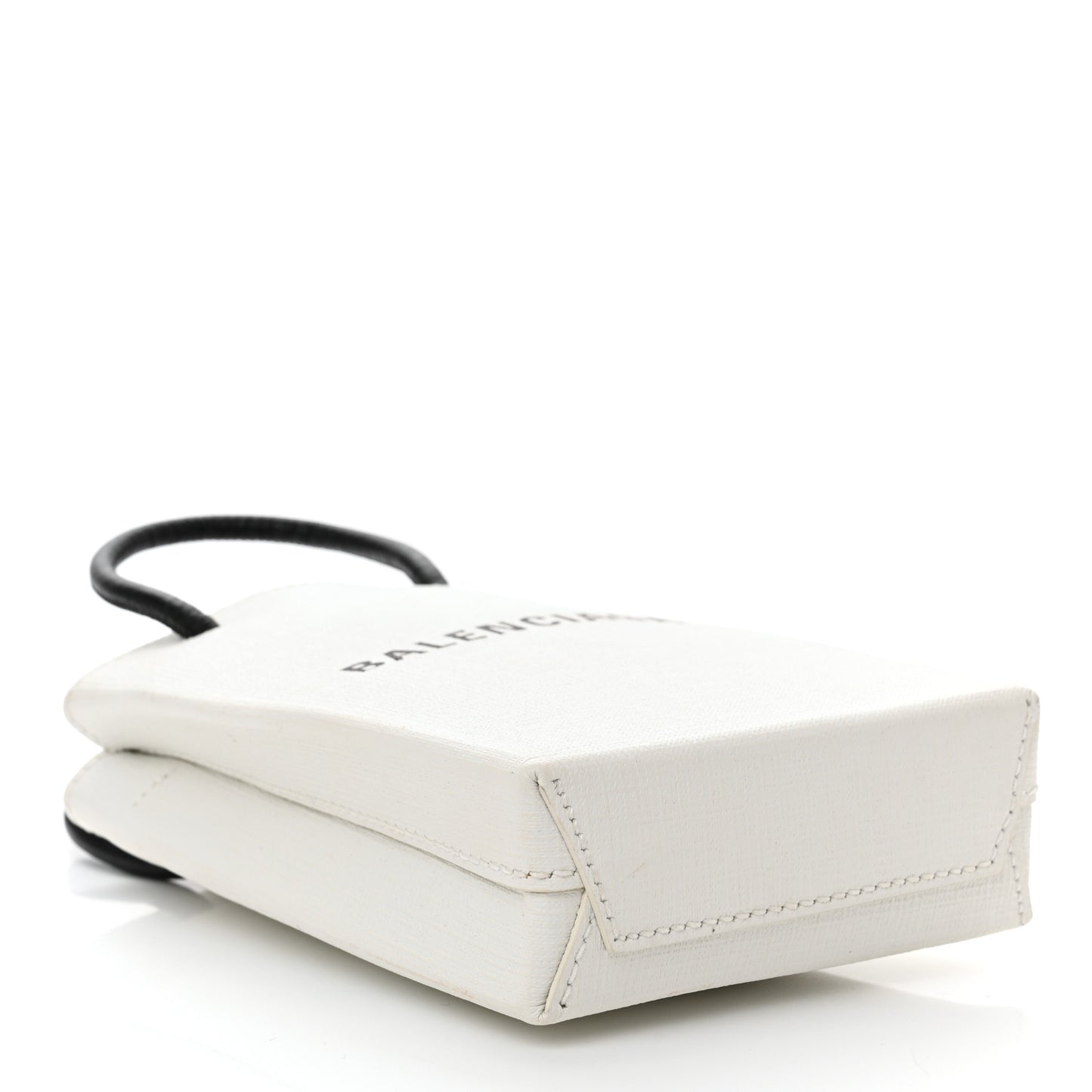 Squared Calfskin Logo Shopping Phone Holder Bag White
