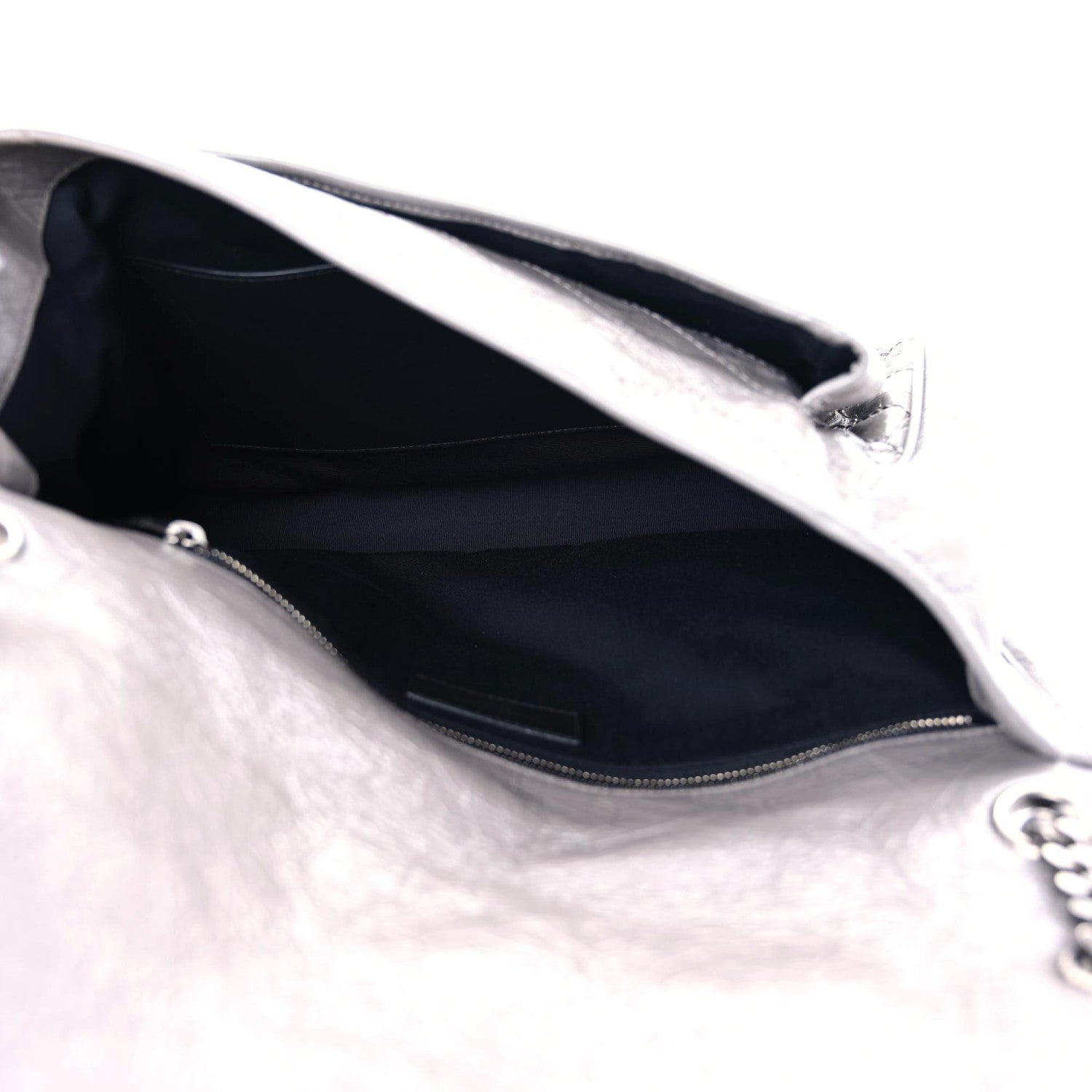 Saint Laurent Crinkled Calfskin Matelasse Monogram Large Niki Chain Satchel Fog 8 of 11