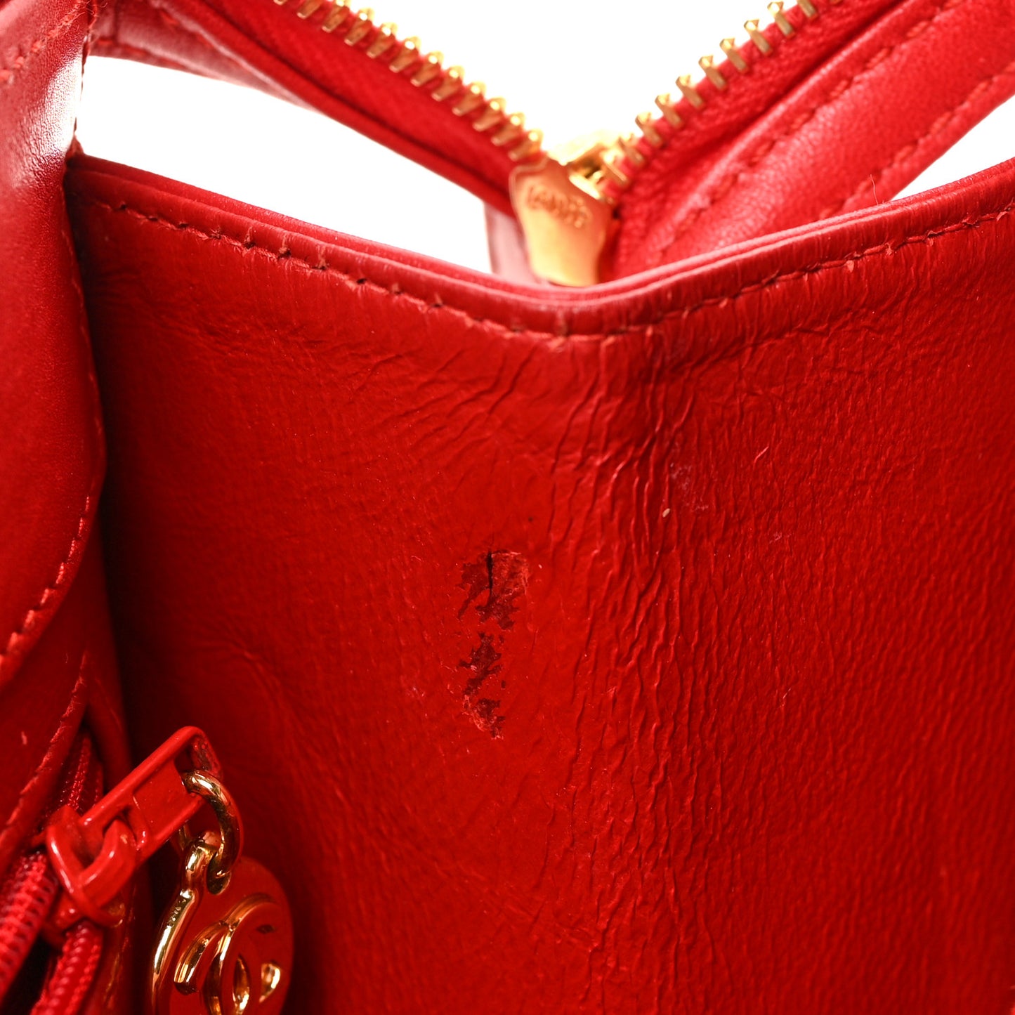 Calfskin Logo Shoulder Bag Red