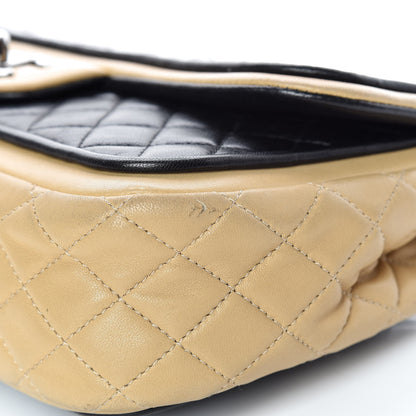 Chanel Lambskin Quilted Medium Twist Two Tone Flap Bag Black Beige 11 of 12