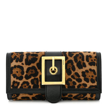 Gucci Calf Hair Jaguar Printed Small Lady Buckle Clutch Black 1 of 13