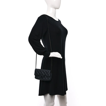 Chanel Lambskin Quilted Flap Phone Holder With Chain So Black 2 of 12