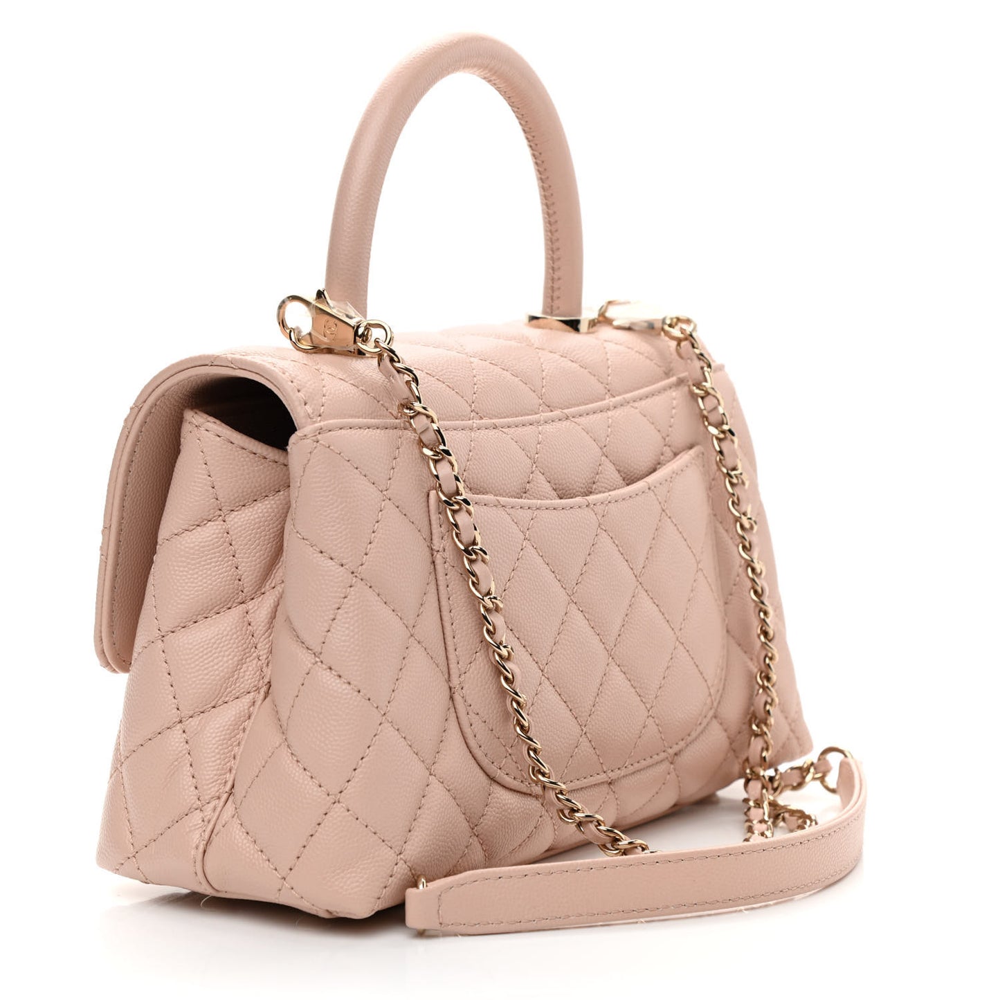 Caviar Quilted Mini Coco Handle Flap Rose Clair