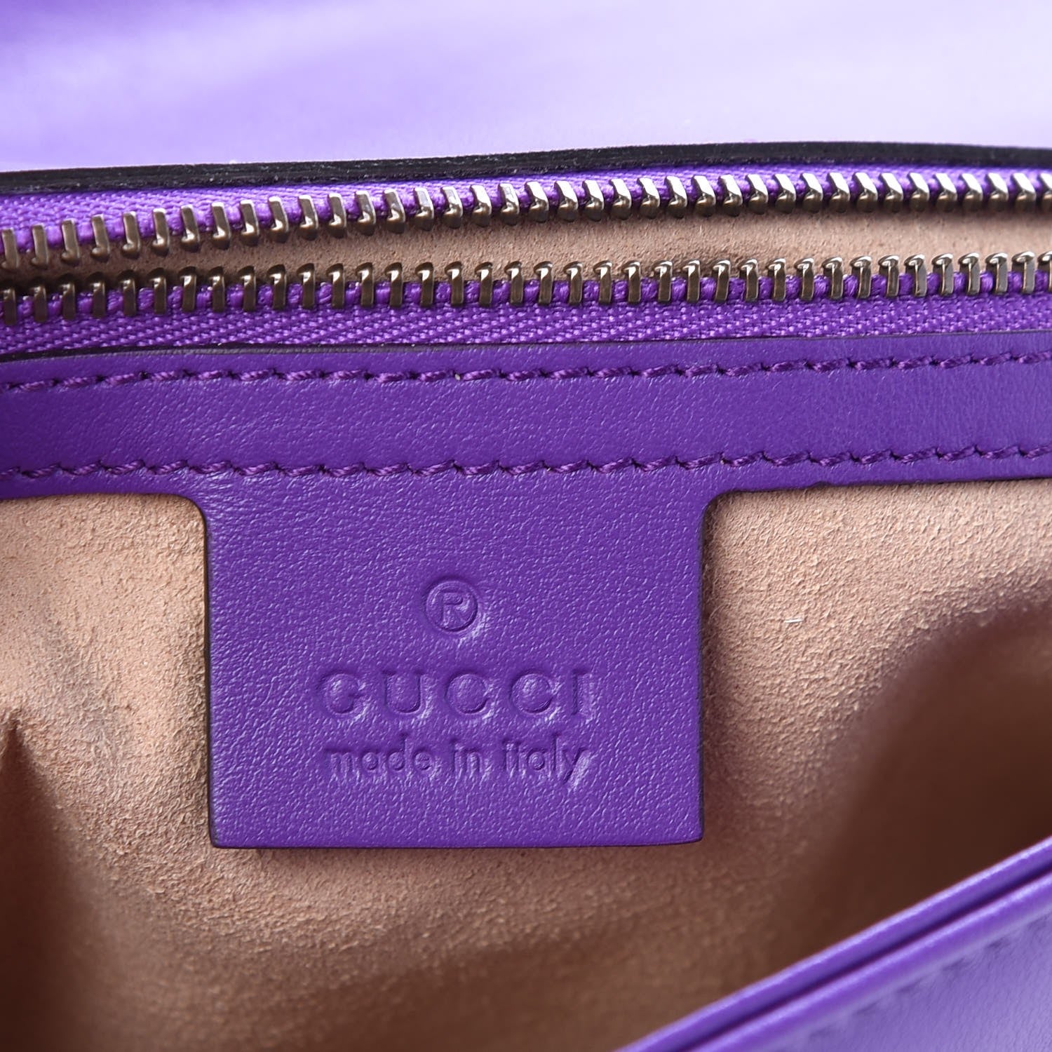 Gucci Calfskin Matelasse Small GG Marmont Shoulder Bag Shine Purple 6 of 7