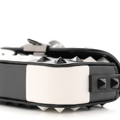 Valentino Garavani Vitello Chess Mini Rockstud Flip Lock Crossbody Bag Black White 9 of 10