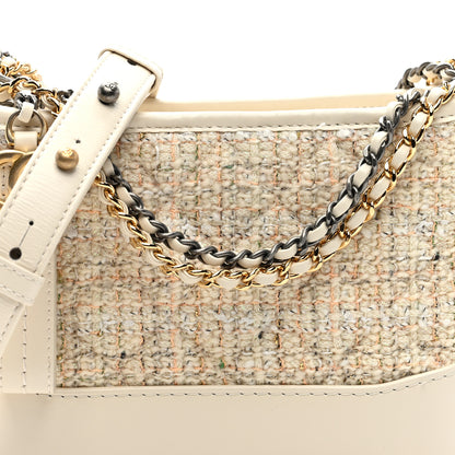 Chanel Tweed Calfskin Quilted Small Gabrielle Hobo Beige Ivory 8 of 10