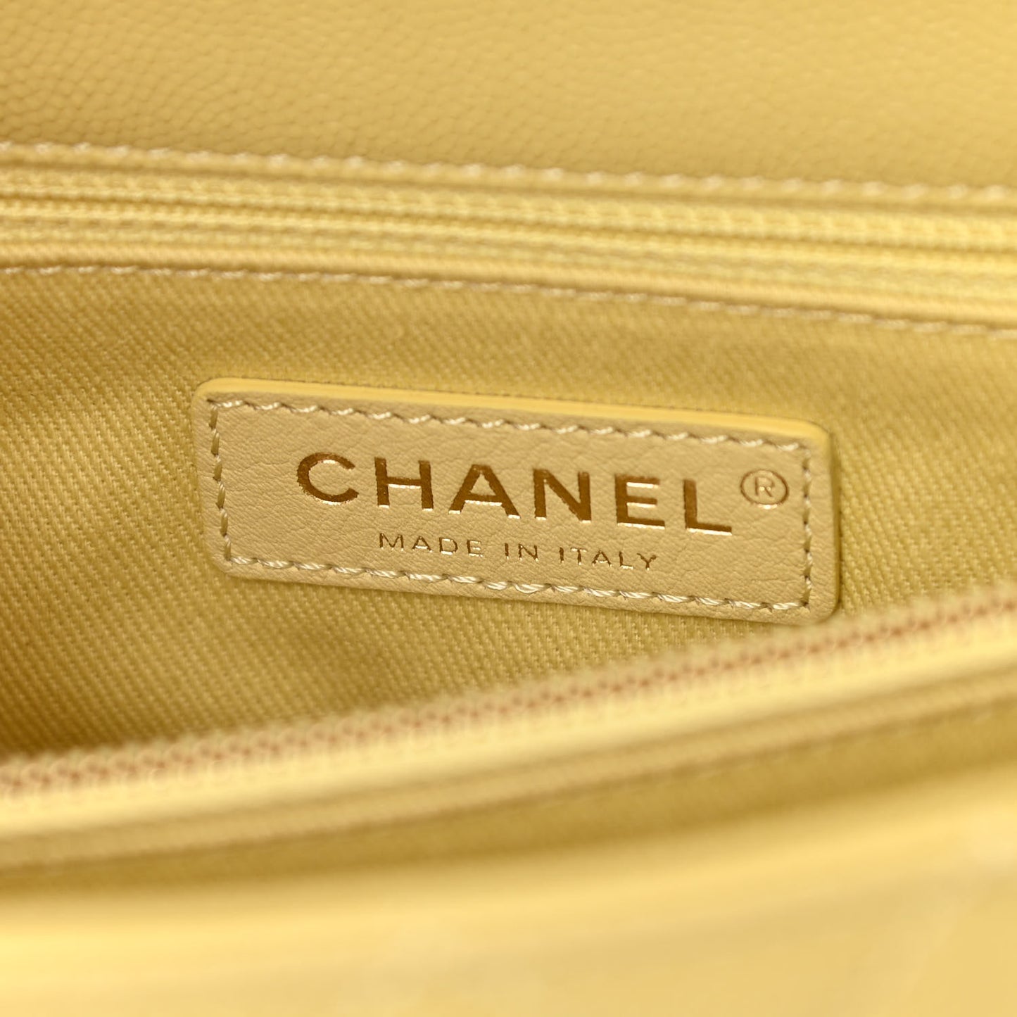 Caviar Quilted Small Coco Handle Flap Yellow