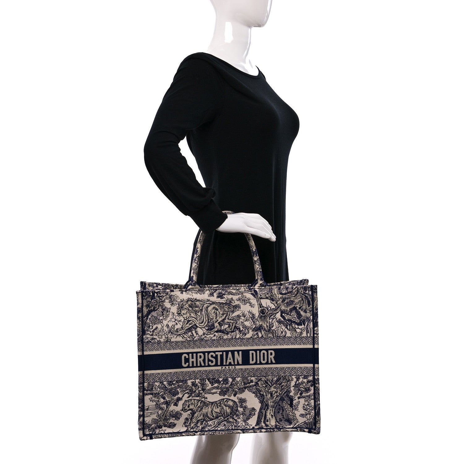 Christian Dior Canvas Embroidered Large Dioriviera Toile De Jouy Book Tote Blue 2 of 8