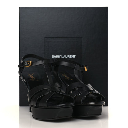 Saint Laurent Calfskin Tribute 75 Platform Sandals 37 Black 11 of 11