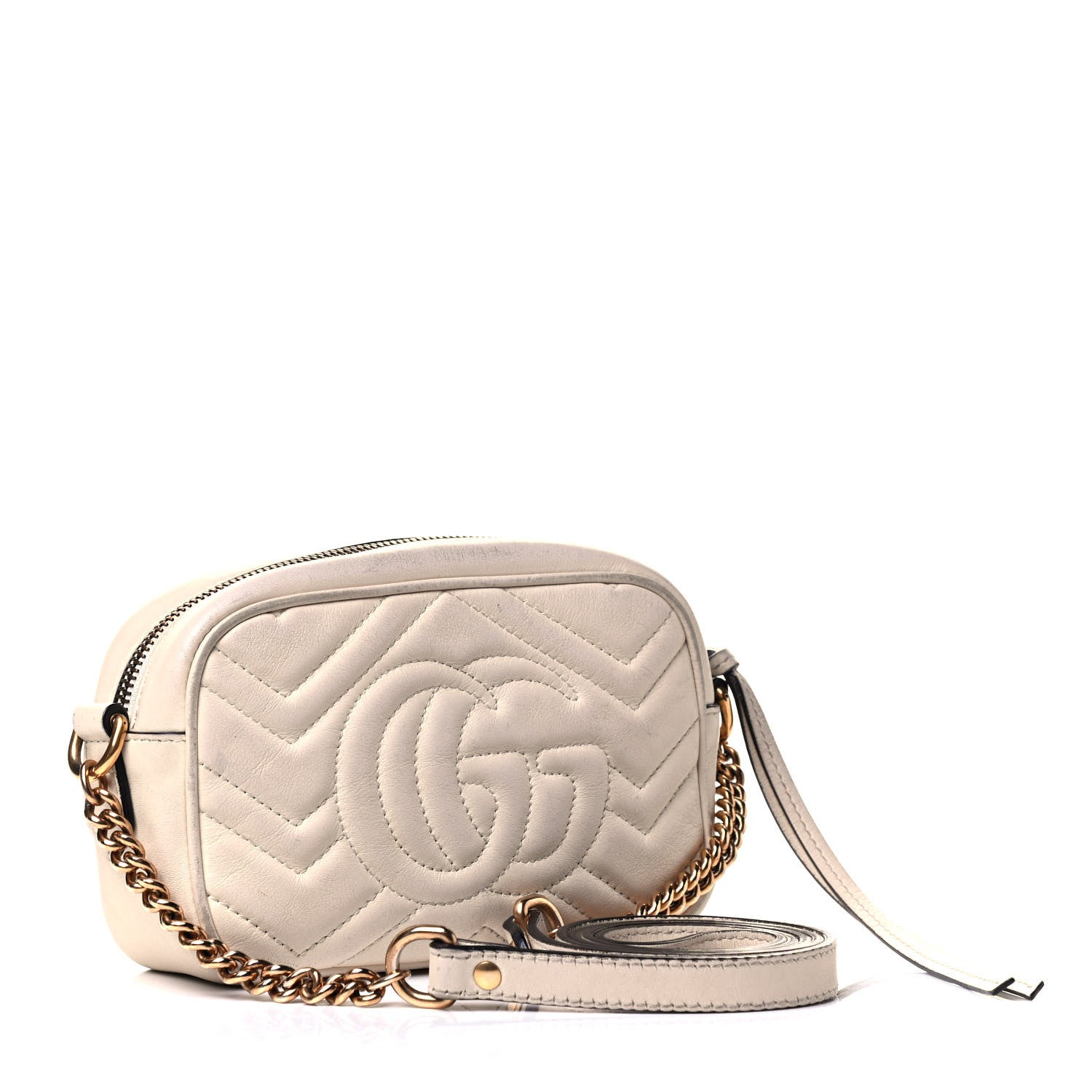 Gucci Calfskin Matelasse Mini GG Marmont Chain Shoulder Bag White 2 of 8