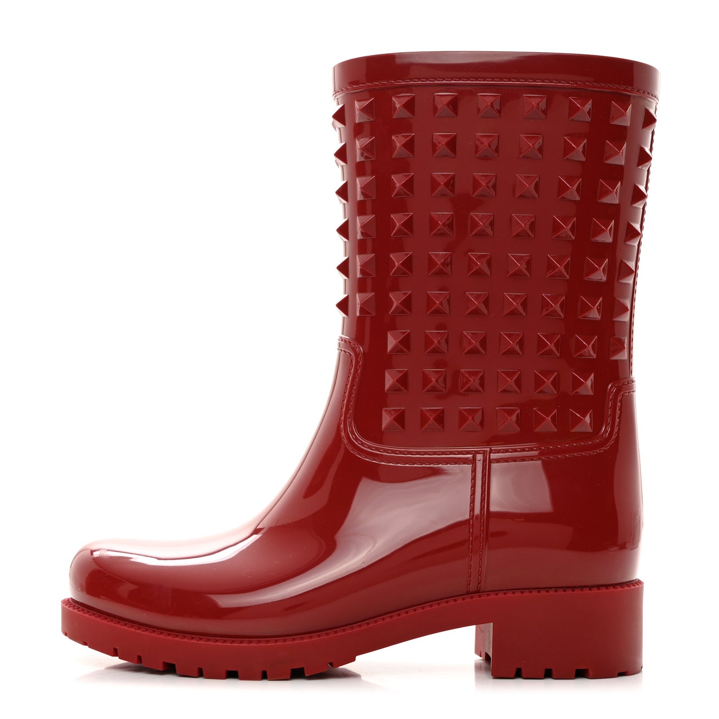 Rubber Rockstud Short Rainboots 38 Red