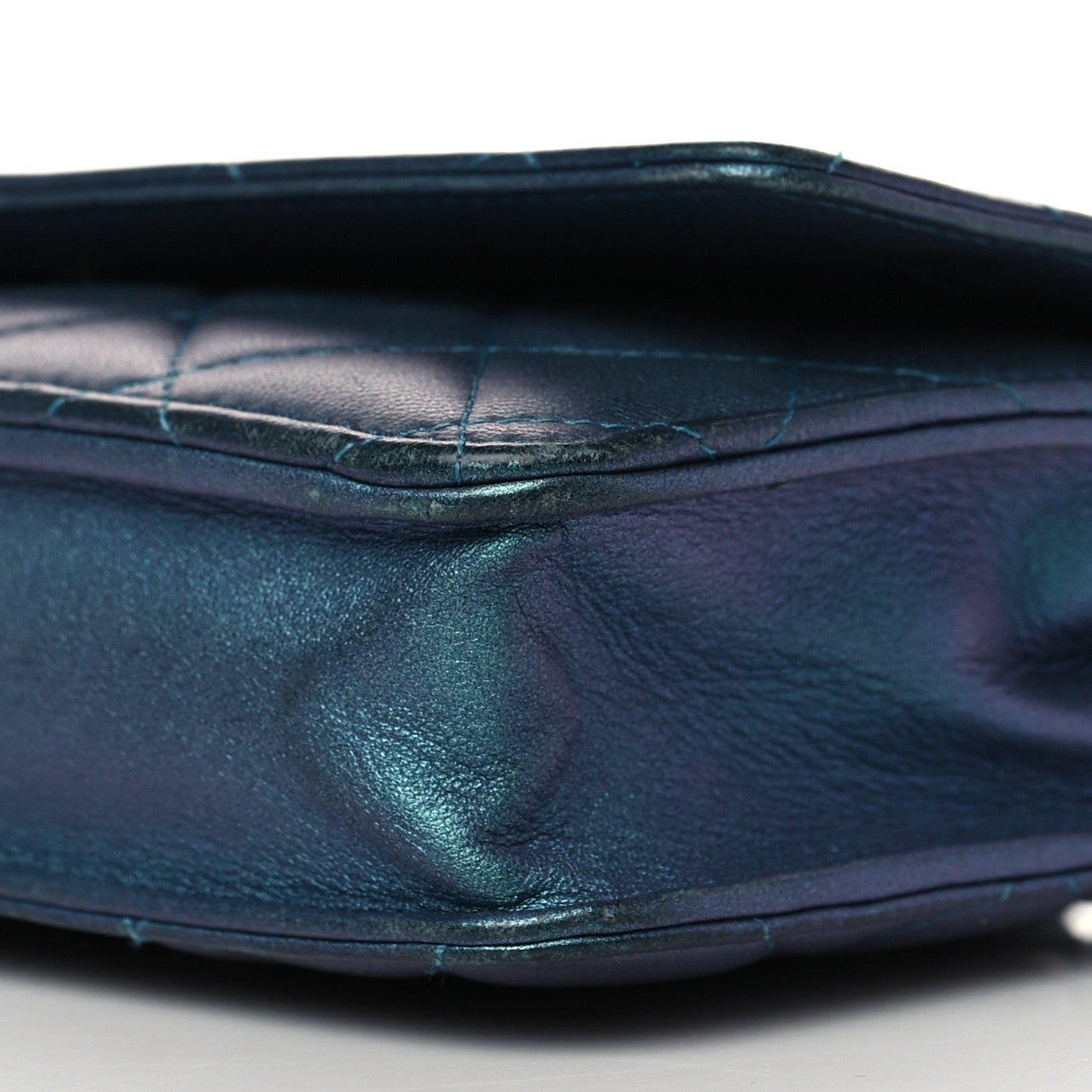 Chanel Metallic Lambskin Wallet On Chain WOC Turquoise 9 of 10