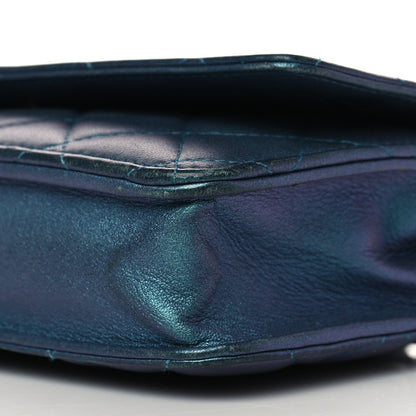 Chanel Metallic Lambskin Wallet On Chain WOC Turquoise 9 of 10