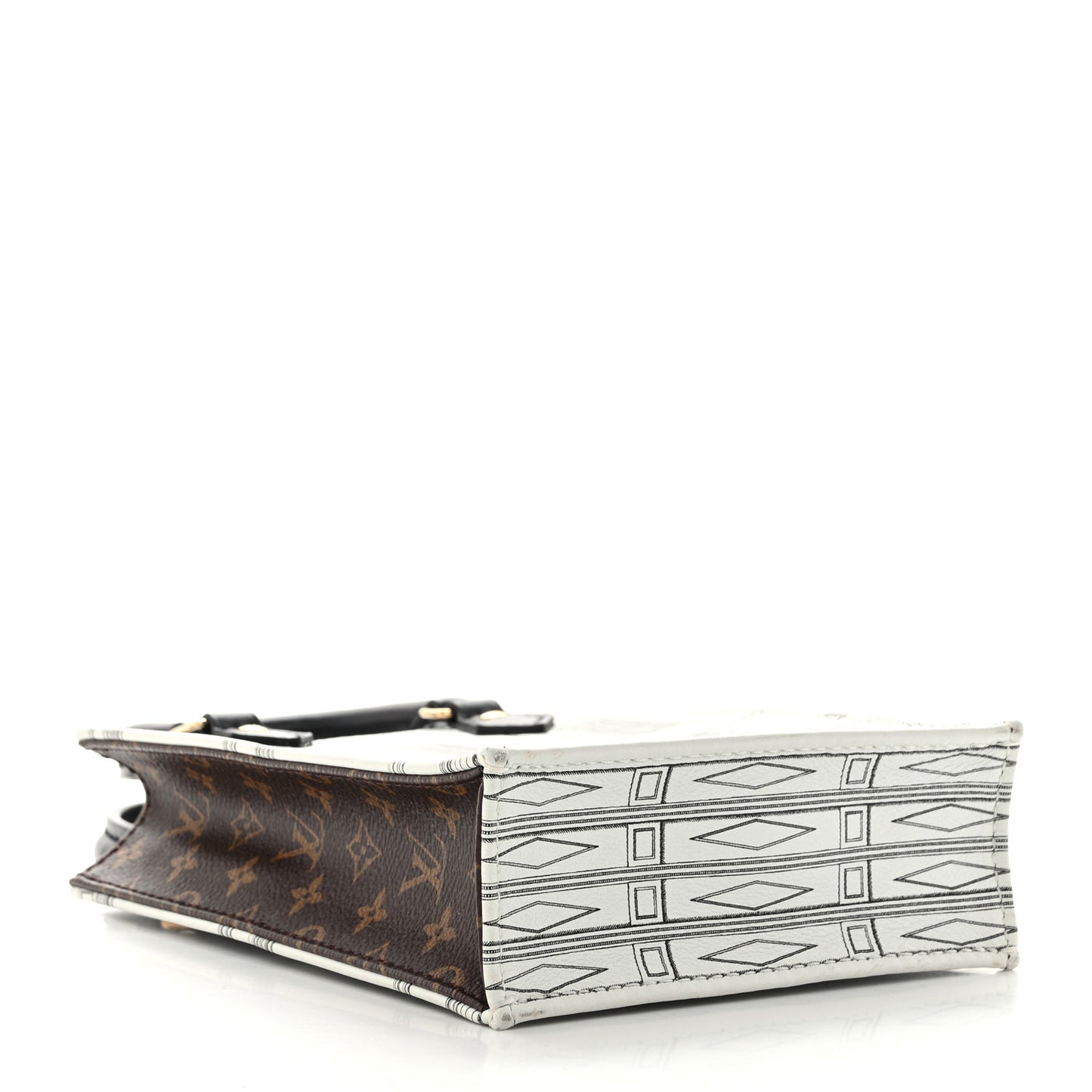 X FORNASETTI Calfskin Architettura Petit Sac Plat Black White