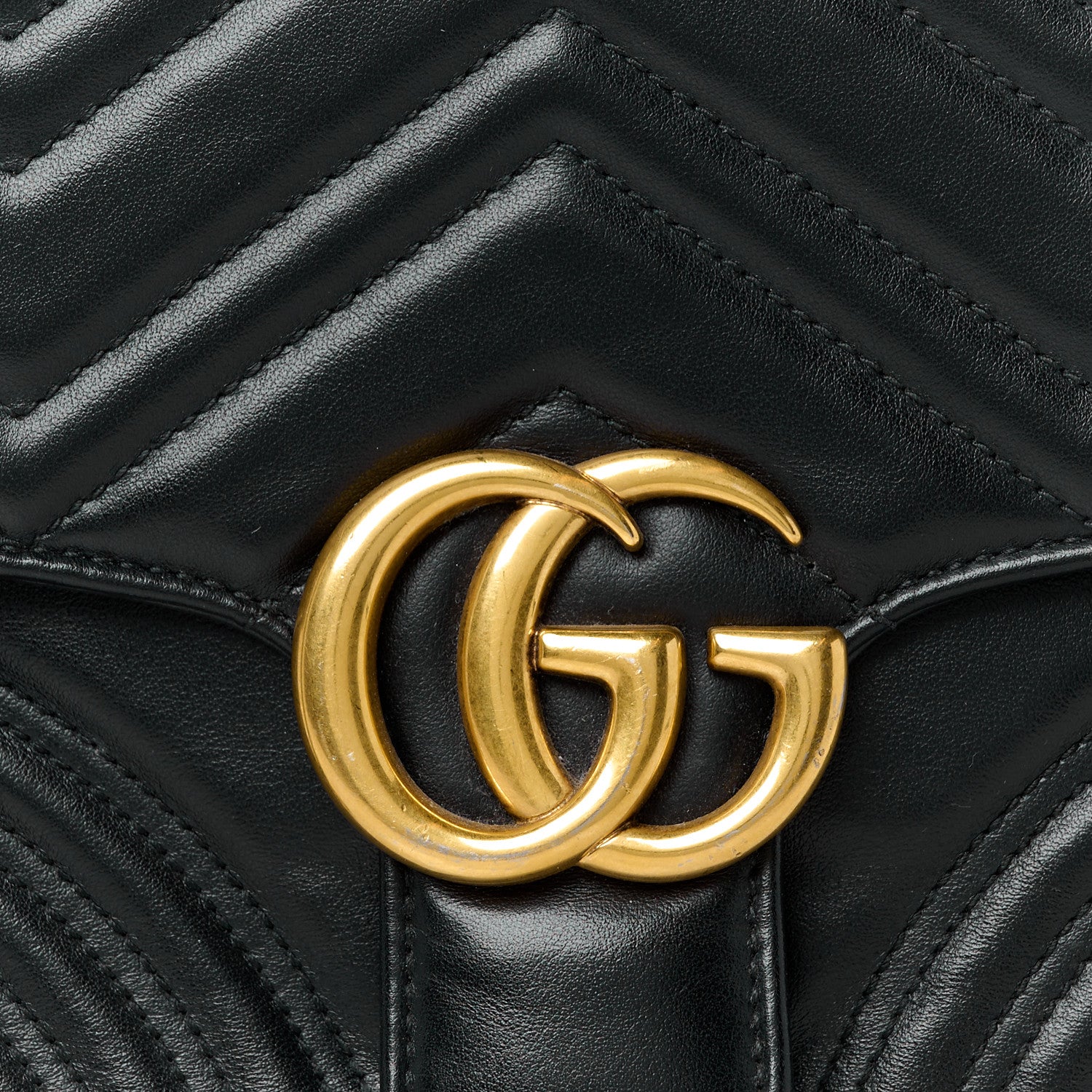 Gucci Calfskin Matelasse Small GG Marmont Top Handle Shoulder Bag Black 8 of 11