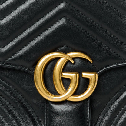 Gucci Calfskin Matelasse Small GG Marmont Top Handle Shoulder Bag Black 8 of 11