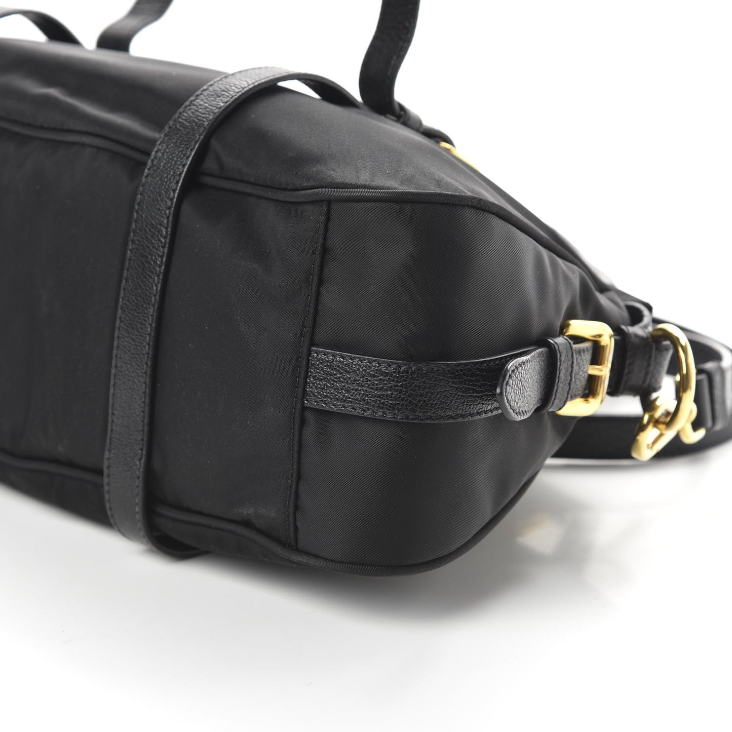 Tessuto Nylon Vitello Daino Shopping Satchel Black
