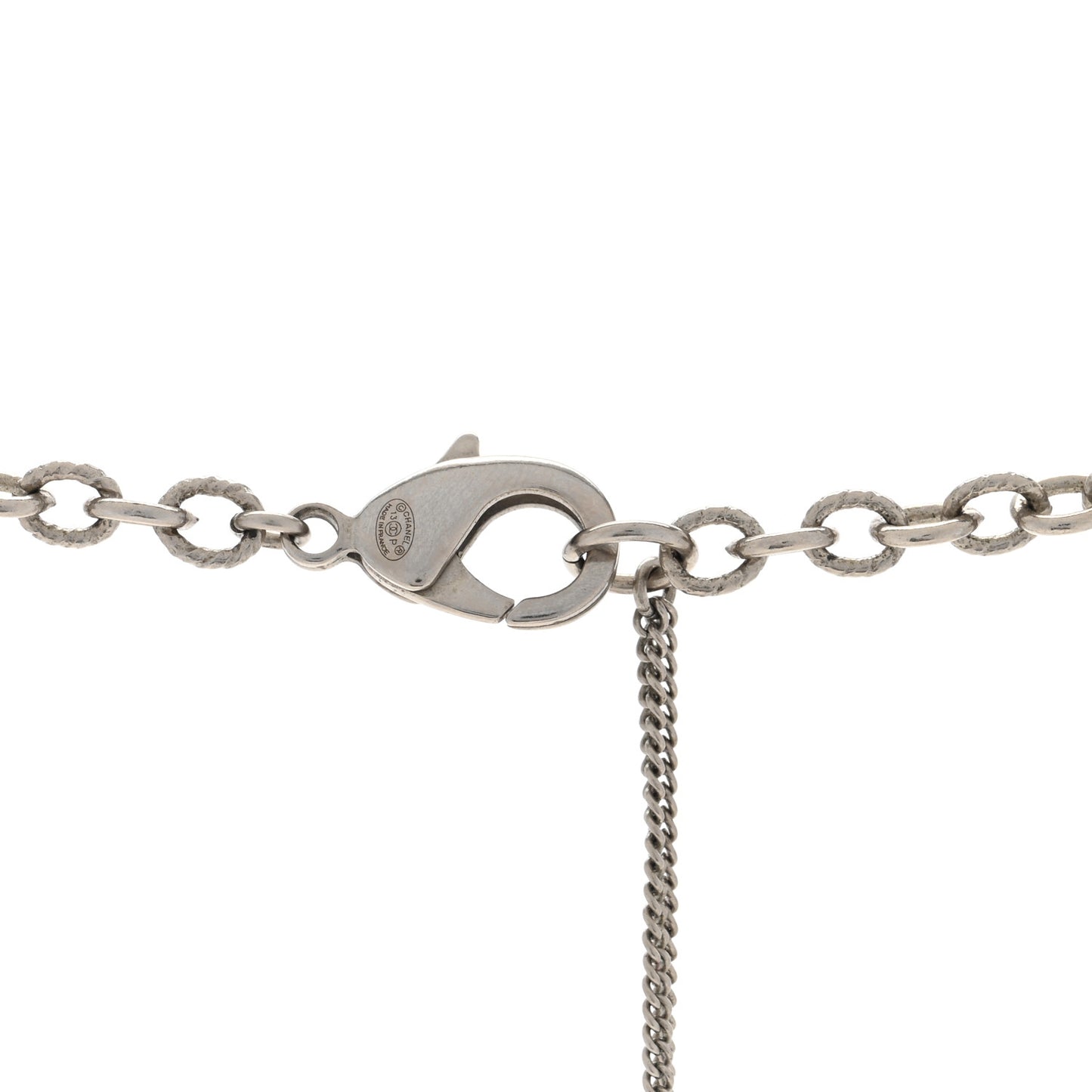 Pearl Bead Crystal Twisted CC Long Necklace Silver Blue