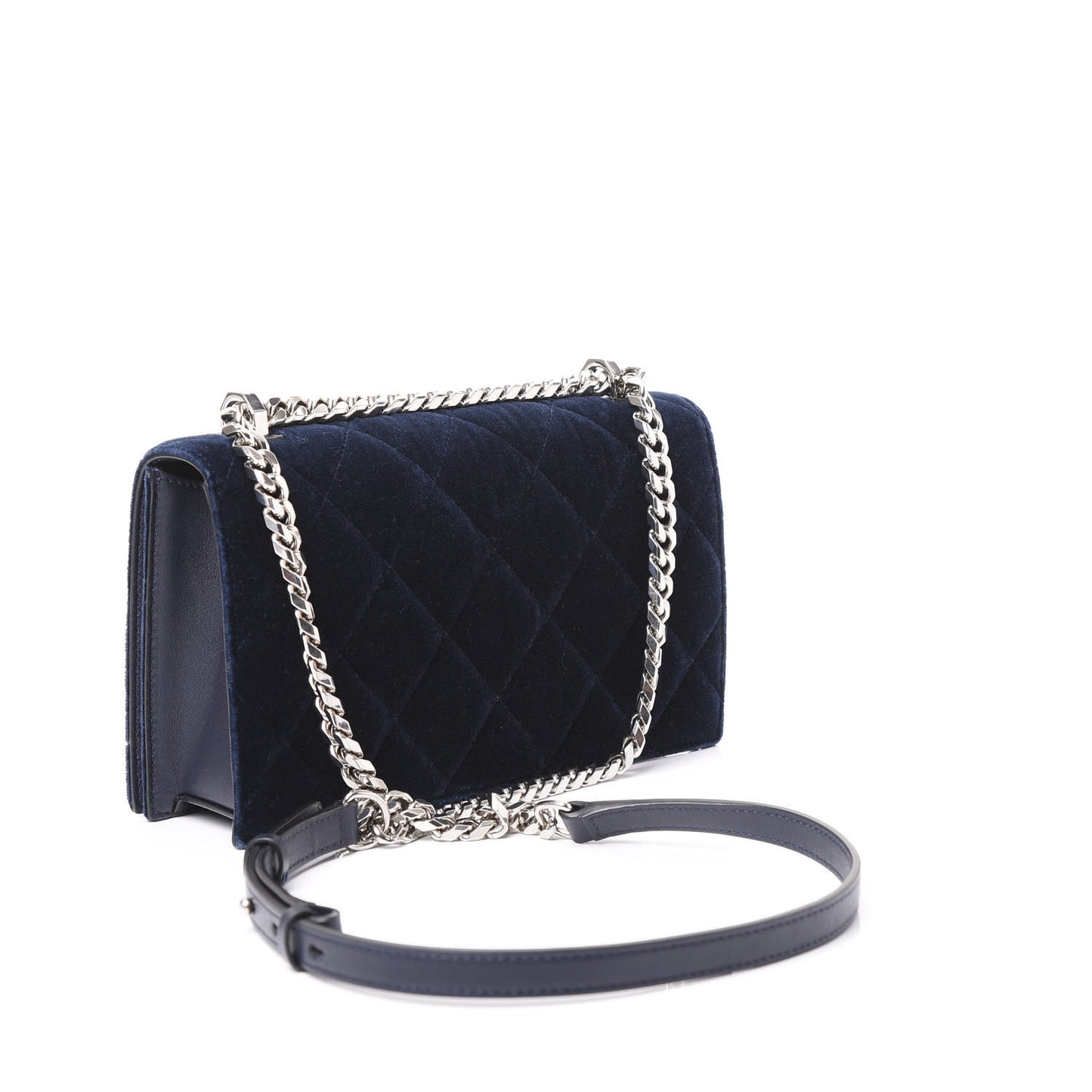 Velvet Quilted Knuckle Duster Shoulder Bag Oltremare Night Blue