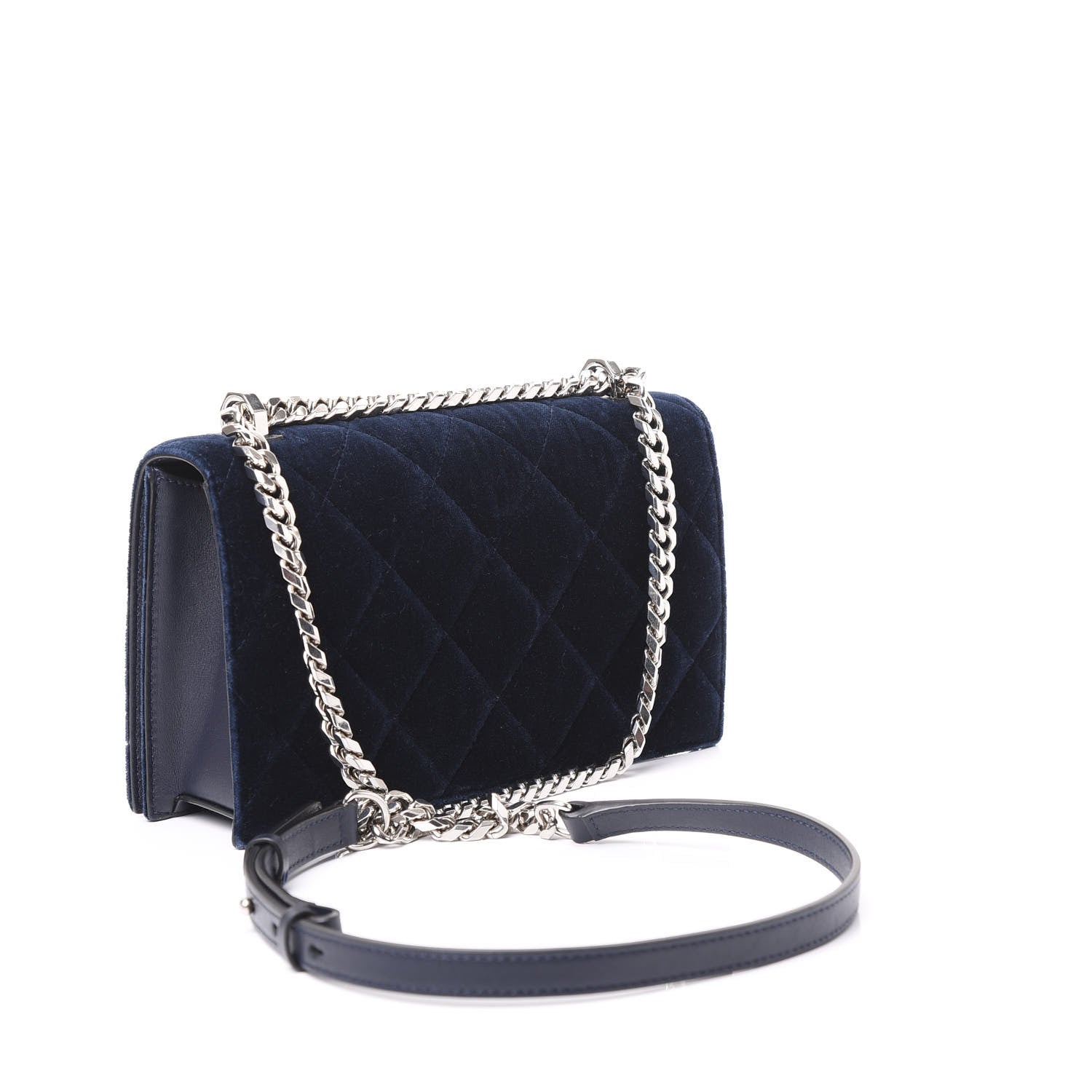Alexander McQueen Velvet Quilted Knuckle Duster Shoulder Bag Oltremare Night Blue 3 of 10