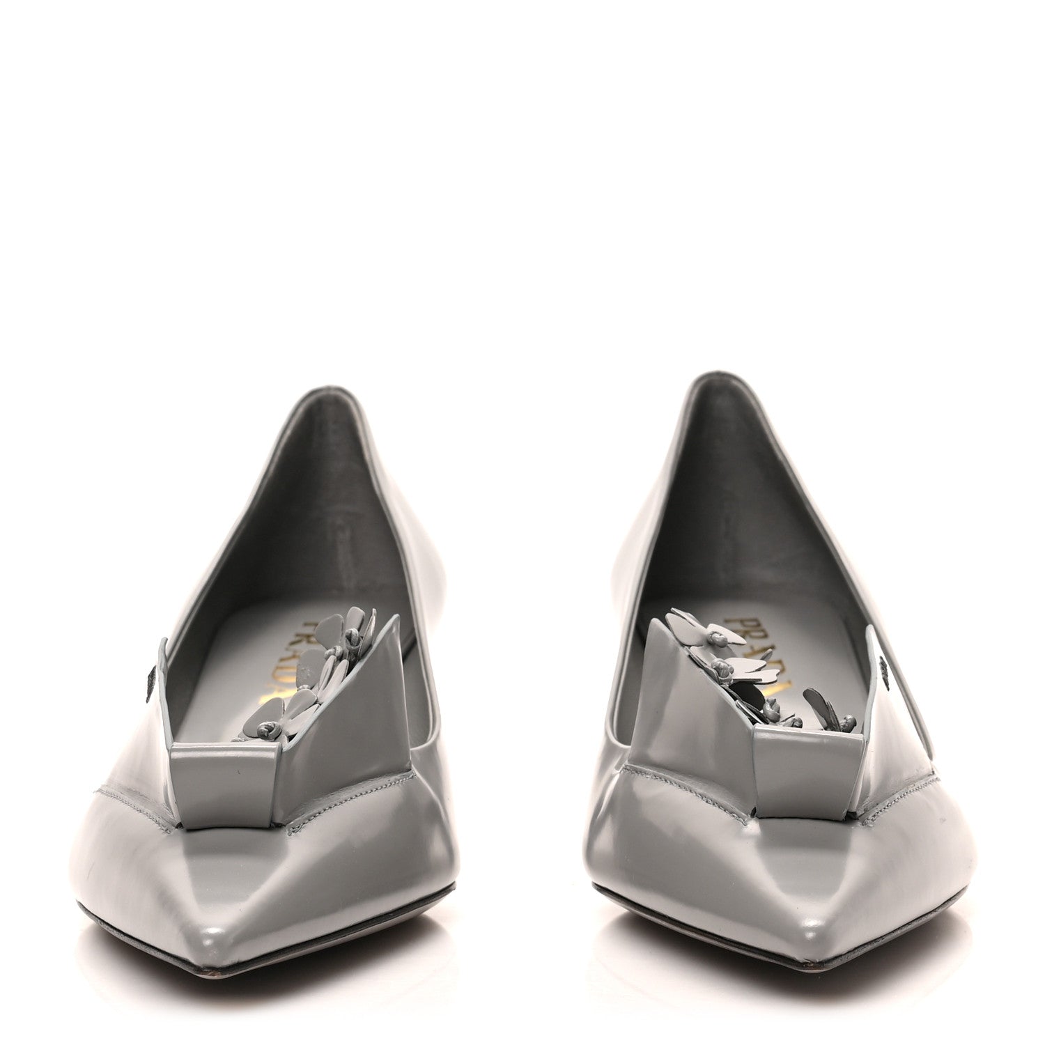 Prada Spazzolato Bouquet Pointed Toe 45mm Pumps 38 Grey 3 of 7