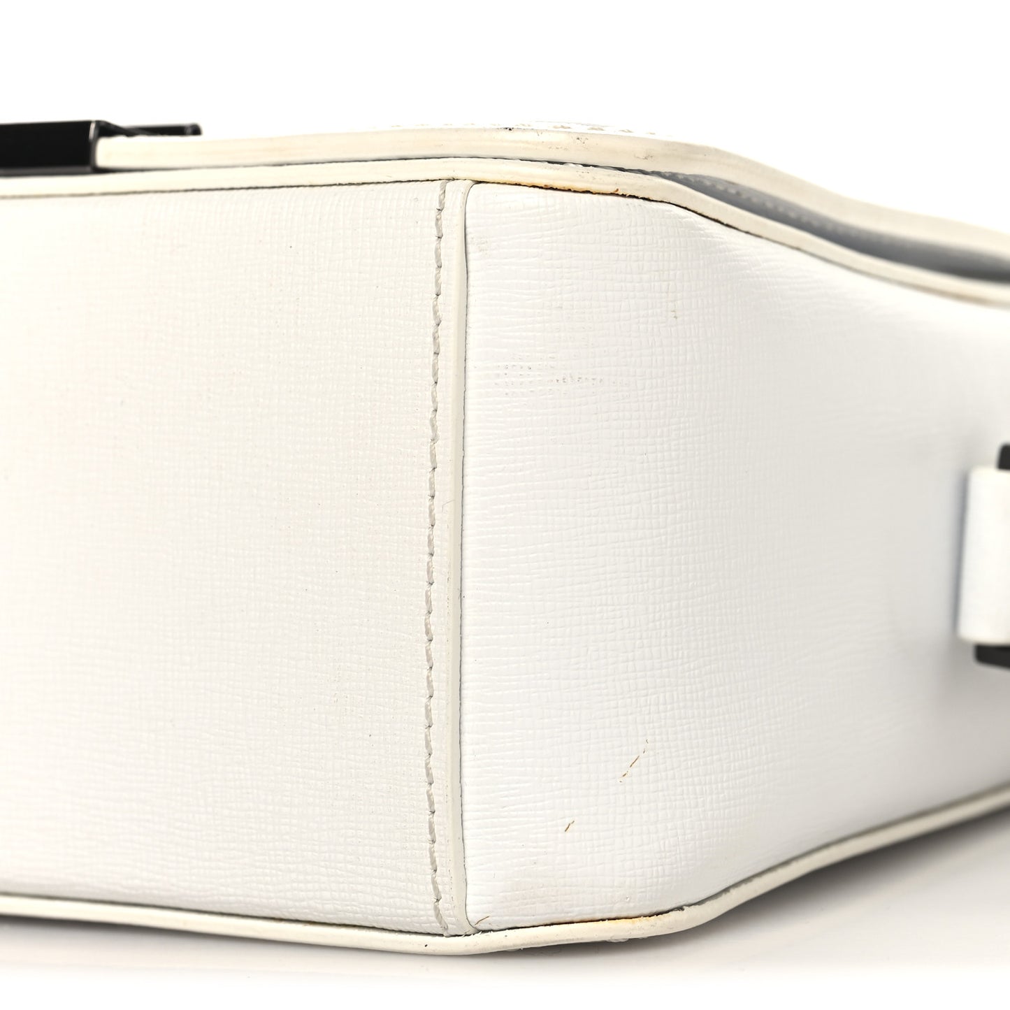Saffiano Striped Mini Diag Binder Clip Bag White Black