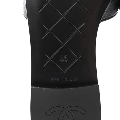 Chanel Lambskin Quilted Turnlock Flat Mules 36 Black 8 of 10