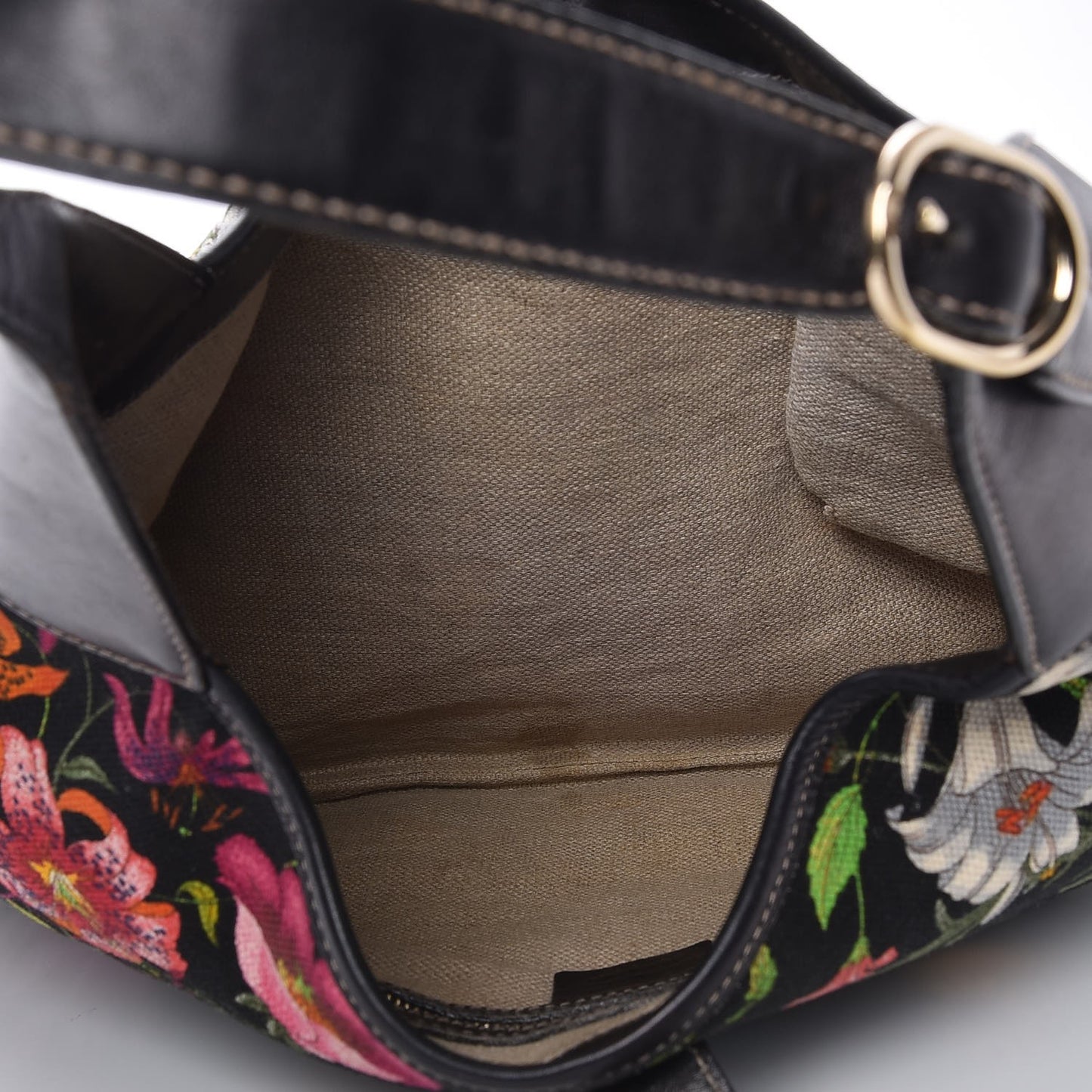Canvas Floral Flora Medium Jackie O Bouvier Hobo Black