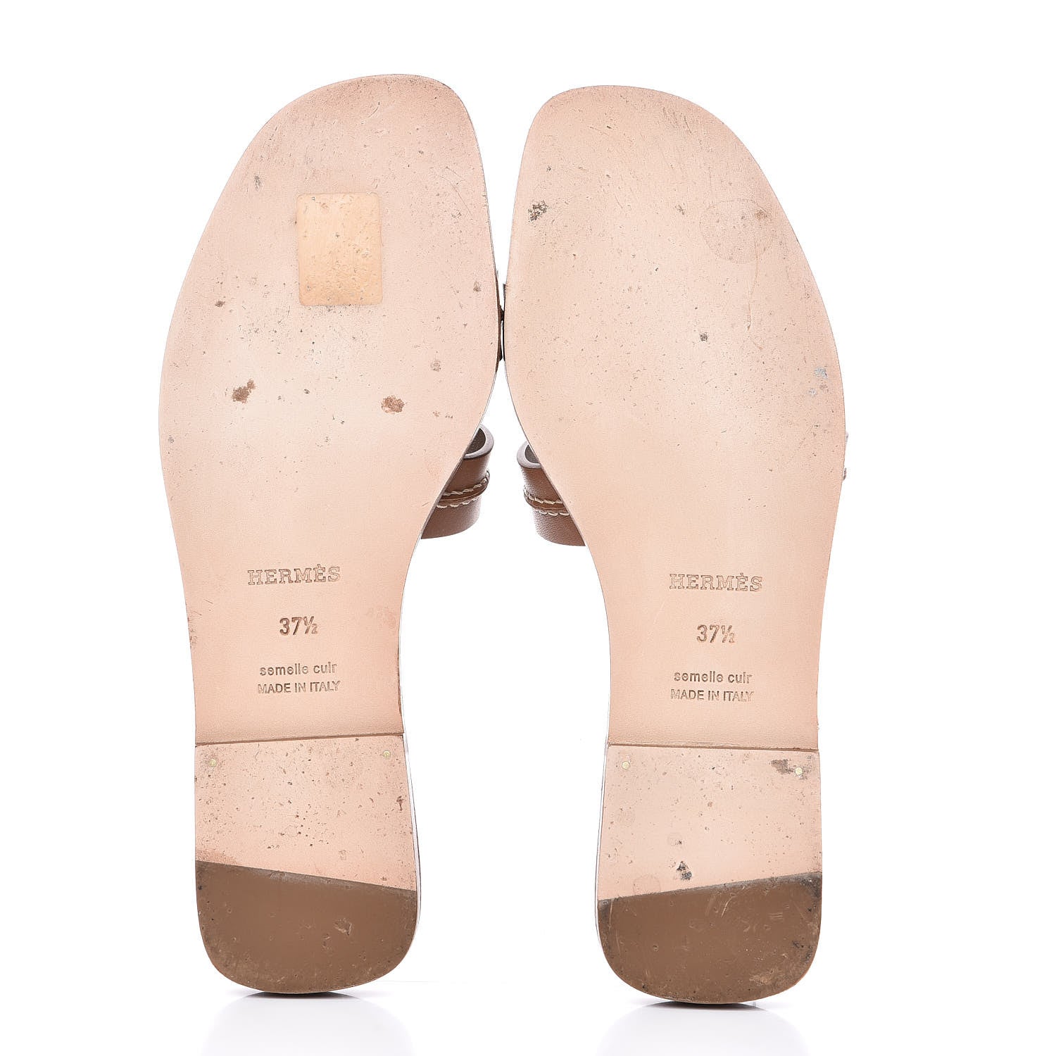 Hermes Calfskin Pique Oran Sandals 37.5 Brun Pallisandre 5 of 9