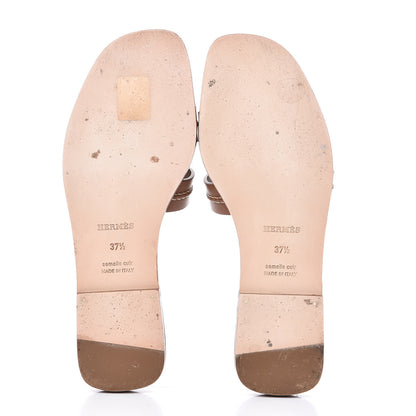 Hermes Calfskin Pique Oran Sandals 37.5 Brun Pallisandre 5 of 9