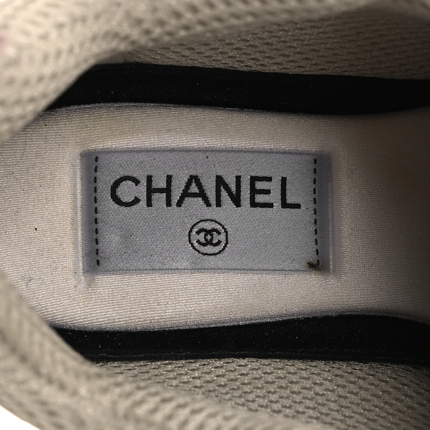 Chanel Fabric Laminated Calfskin Stretch CC Womens Sneakers 37 White Gold Silver 8 of 10