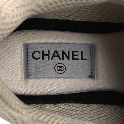 Chanel Fabric Laminated Calfskin Stretch CC Womens Sneakers 37 White Gold Silver 8 of 10